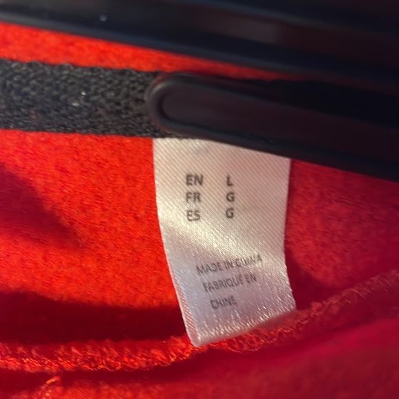 Mickey Mouse cropped red hoodie size Large. Black writing. Embroidered Mickey - Picture 7 of 12